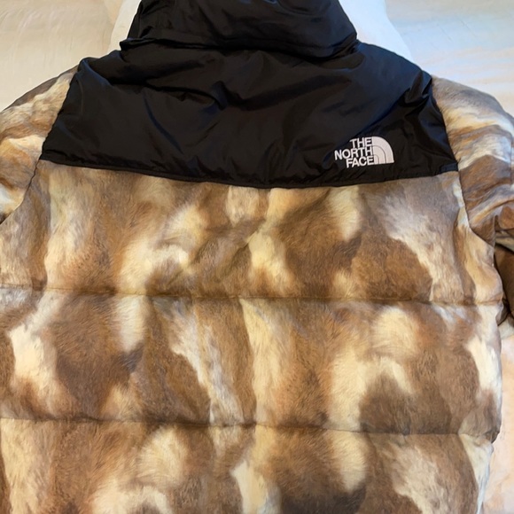 SUPREME North Face Mens Nuptse Brown Fur Print.